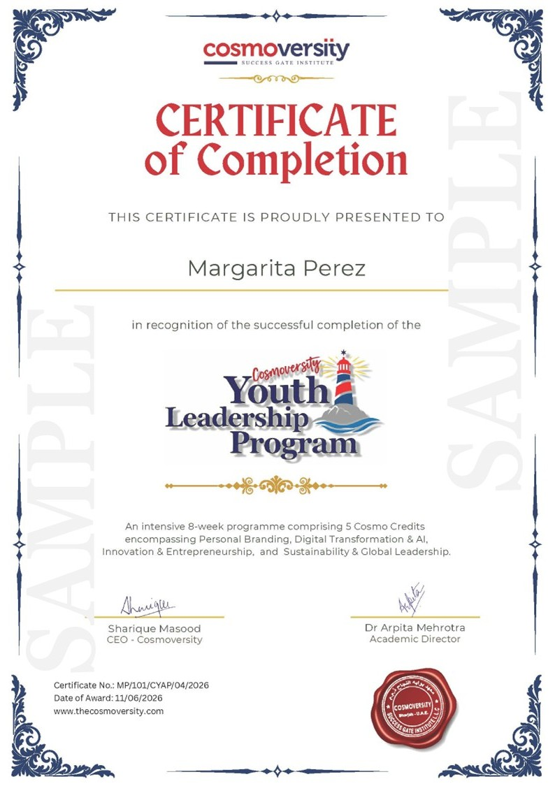 Official CYLP certificate sample